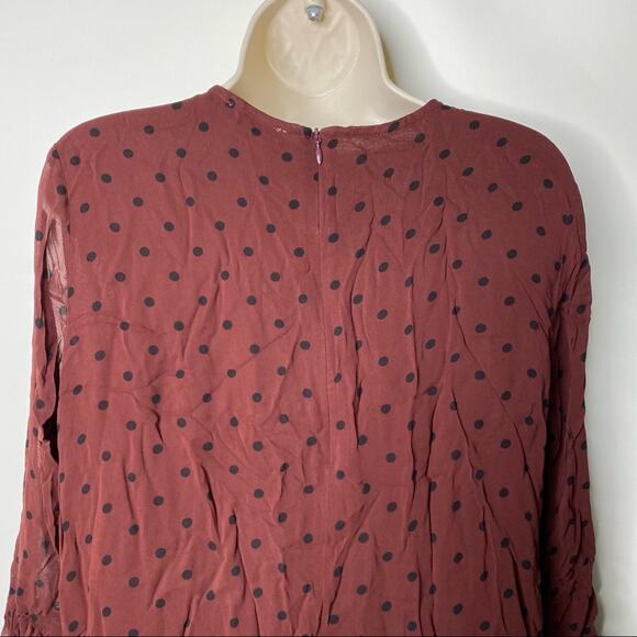 Ganni chocolate brown long sleeve mini Polka Dot Dress sz 38 US 6 - Picture 8 of 15